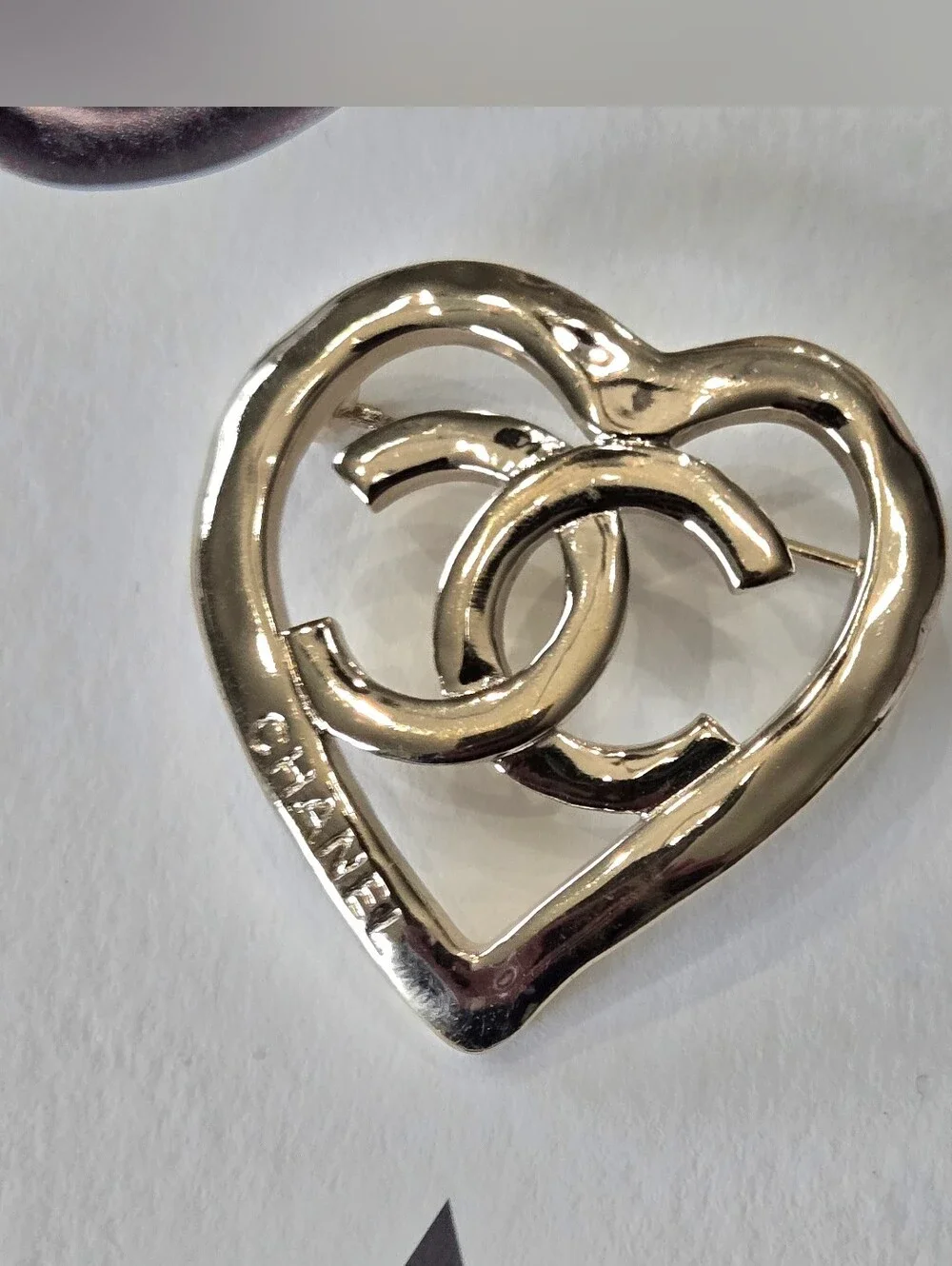 #155 - Chanel CC Heart Brooch - Authentic
